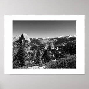 Glacier Point Yosemite Black en White Photography Poster