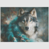 Glacier Teal Wolf Portrait Tissuepapier (Voorkant)