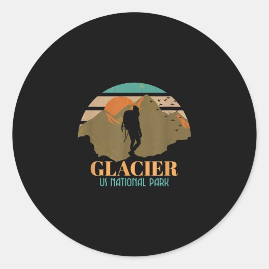 Glacier US National Park Montana Travel Camping Ronde Sticker (Voorkant)