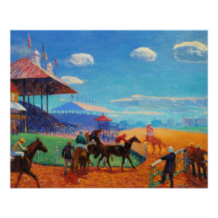 Glackens - Renbaan, populaire schilderij, Perfect Poster