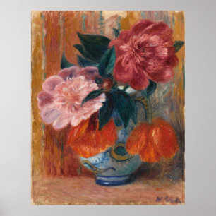 Glackens' Tulpen en Pioenrozen in een Vaas Poster