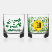 Glad als Ierse Whisky Klavertjes Goud Personalisee Glas (Voorkant)