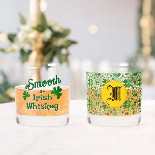 Glad als Ierse Whisky Klavertjes Goud Personalisee Glas (Insitu (Huwelijk))