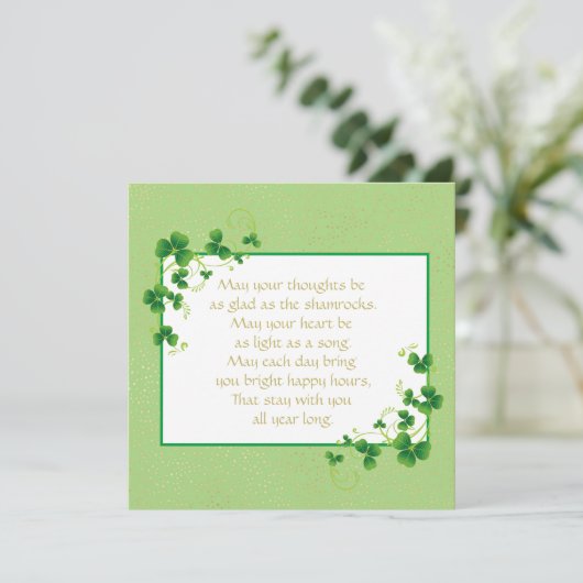 Glad As Shamrocks Irish Blessing Flat Greeting Kaart (Staand voorkant)