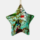 Glad blauw abstract ster ornament, Blauwe textuur Keramisch Ornament (Rechts)