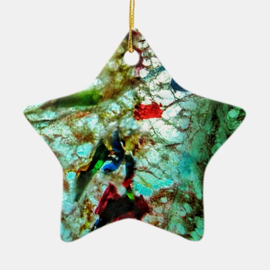 Glad blauw abstract ster ornament, Blauwe textuur Keramisch Ornament (Voorkant)