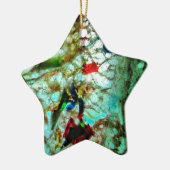 Glad blauw abstract ster ornament, Blauwe textuur Keramisch Ornament (Links)