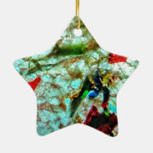 Glad blauw abstract ster ornament, Blauwe textuur Keramisch Ornament (Achterkant)