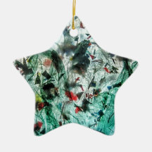 Glad blauw ornament ster, Abstract sterdecor