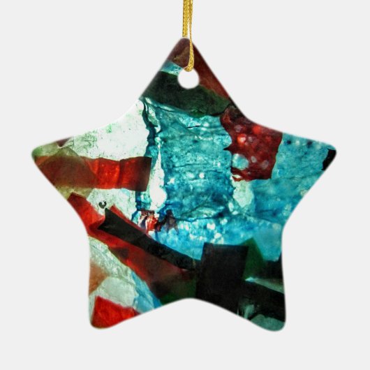 Glad blauw ornament ster, Abstract sterdecor (Achterkant)