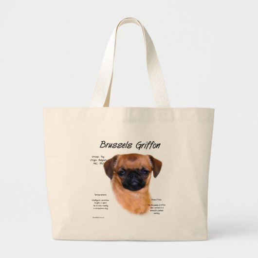 Glad Brussel Griffon Geschiedenis Grote Tote Bag (Voorkant)