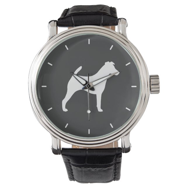 Glad Fox Terrier Silhouet Horloge (Voorkant)