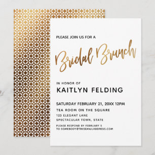 Glad Goud Ombre Bridal Brunch Typografie Kaart