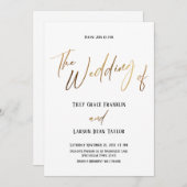 Glad Gouden Handgeschrift Eenvoudig De Bruiloft Va Kaart (Voorkant / Achterkant)