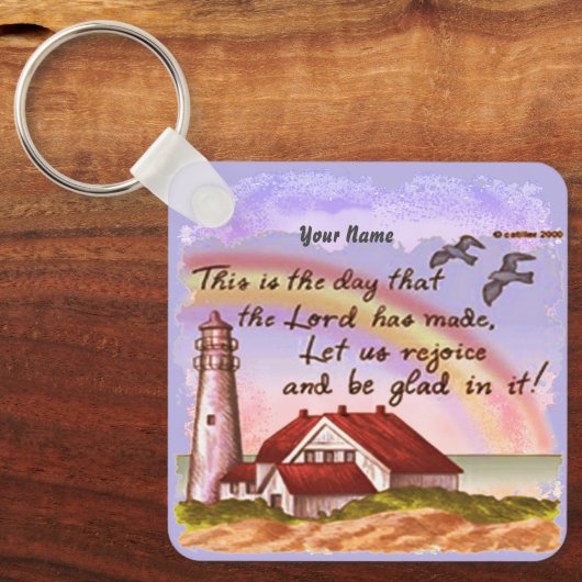 Glad Lighthouse Christelijke sleutelhanger (Voorkant)