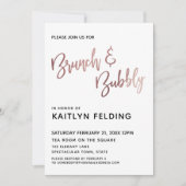 Glad Roos Goud Ombre Brunch & Bubbly Typografie Kaart (Voorkant)
