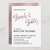 Glad Roos Goud Ombre Brunch & Bubbly Typografie Kaart (Voorkant / Achterkant)