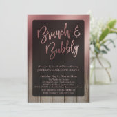 Glad Roos Gouden Schuur Hout Brunch & Bubbly Kaart (Staand voorkant)