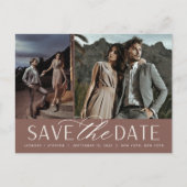 Glad Schrift | Twee Foto's Trouw Save the Date Aankondigingskaart (Voorkant)