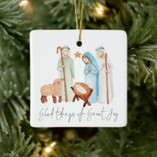 Glad Tidings of Great Joy Natitivity Scene Keramisch Ornament