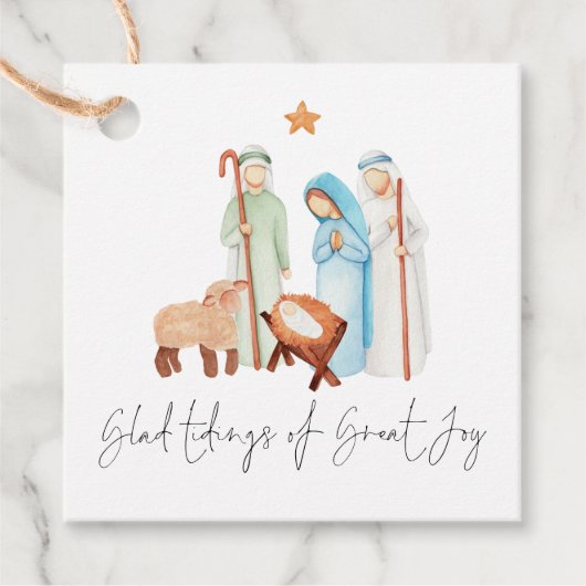 Glad Tidings of Great Joy Natitivity Scene Name Bedankjes Labels (Voorkant)