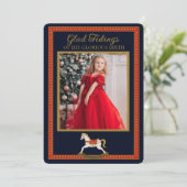 Glad Tidings Schommelpaard Foto Plat Kerstkaart (Staand voorkant)