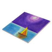 Glad zeilen Abstract pastelschilderij Tegeltje (Zijkant)