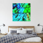 Gladde blauwe abstracte canvasprint, uitgerekte, r canvas afdruk (Insitu (Slaapkamer))
