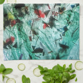 Gladde blauwe abstracte keukenhanddoeken, Abstract Theedoek (Gevouwen)