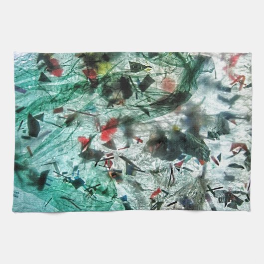 Gladde blauwe abstracte keukenhanddoeken, Abstract Theedoek (Horizontaal)