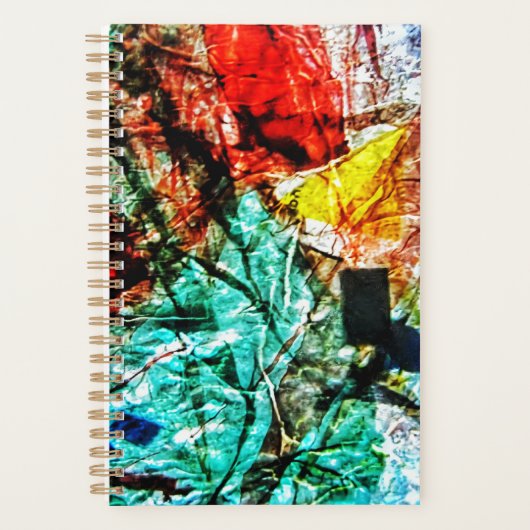 Gladde blauwe abstracte planner, Plastic motief ge Planner (Voorkant)