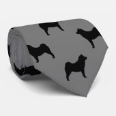 Gladde Chow Chow Dog Silhouetten Patroon Grijs Stropdas (Opgerold)