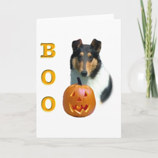 Gladde Collie Boo Feestdagen Kaart (Voorkant)