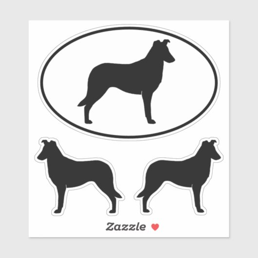 Gladde Collie Dog Silhouettes Vinyl Sticker Set (Vel)