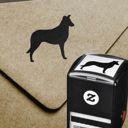 Gladde Collie Hondenras Silhouet Rubber Stamp Zelfinktende Stempel