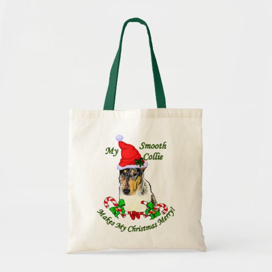 Gladde Collie Kerstcadeaus Tote Bag (Voorkant)