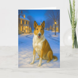 Gladde Collie Kerstkaart Feestdagen Kaart