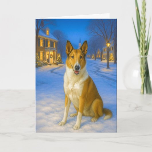 Gladde Collie Kerstkaart Feestdagen Kaart (Voorkant)