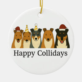 Gladde Collie Kerstversiering Keramisch Ornament