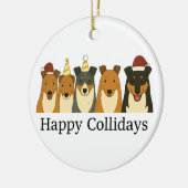 Gladde Collie Kerstversiering  Keramisch Ornament (Links)