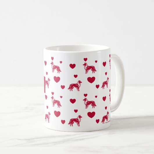 Gladde Collie Mok met rode harten (Voorkant rechts)