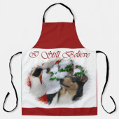 Gladde Collie Ontmoet Kerstman Kerstmis Schort (Voorkant)