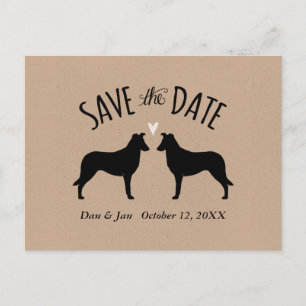 Gladde Collie Silhouetten Bruiloft Save the Date Aankondigingskaart