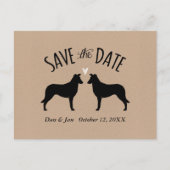 Gladde Collie Silhouetten Bruiloft Save the Date Aankondigingskaart (Voorkant)