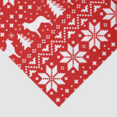 Gladde Collie Silhouetten Kerstpatroon Rood Tissuepapier (Detail)