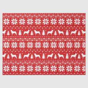 Gladde Collie Silhouetten Kerstpatroon Rood Tissuepapier