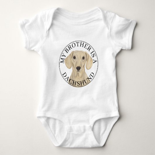 Gladde Crème Dachshund Hond Grote Broer Romper (Voorkant)
