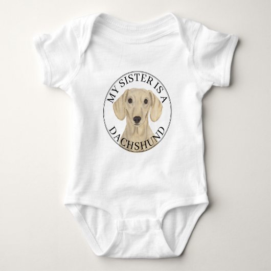Gladde Crème Dachshund Hond Grote Zus Romper (Voorkant)