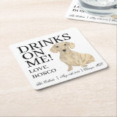 Gladde Crème Teckel Hond Trouwen Kartonnen Onderzetters (Schuin)