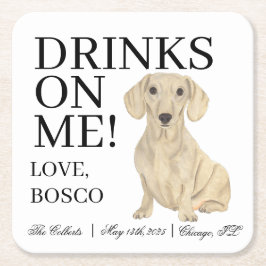 Gladde Crème Teckel Hond Trouwen Kartonnen Onderzetters